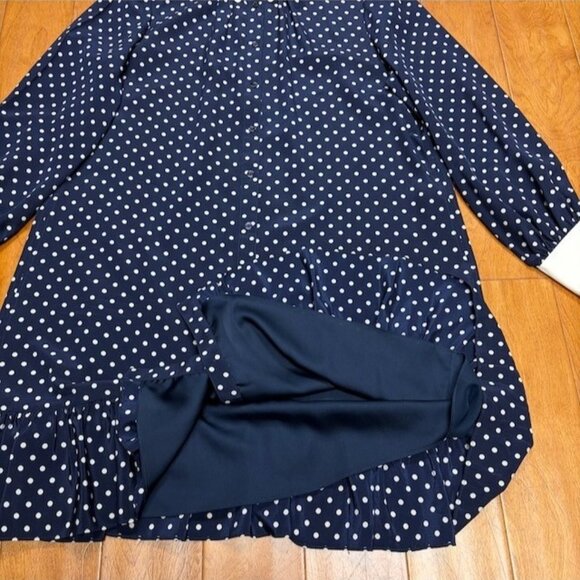 Tory Burch Cora Dress Classic Dot Size 14 Silk Scalloped Kate Middleton Style - Picture 10 of 12